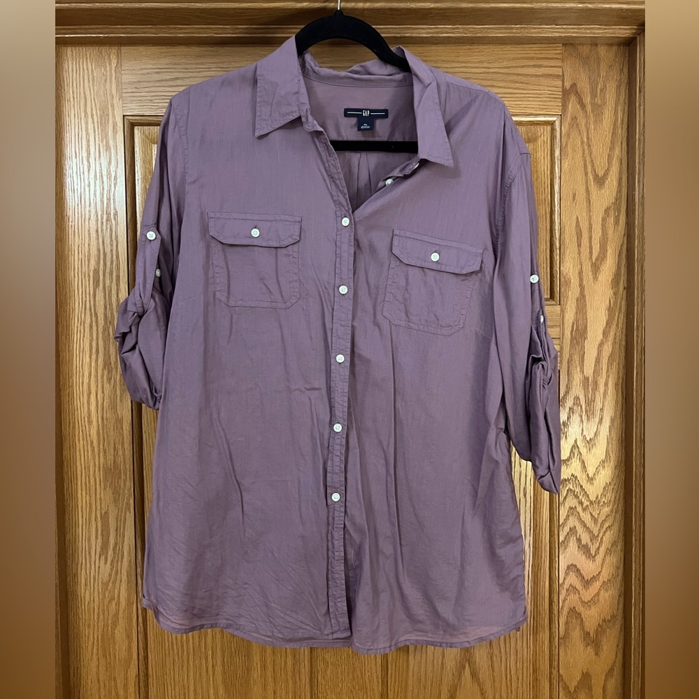 Gap, XL 3/4 sleeve blouse, dusty purple.